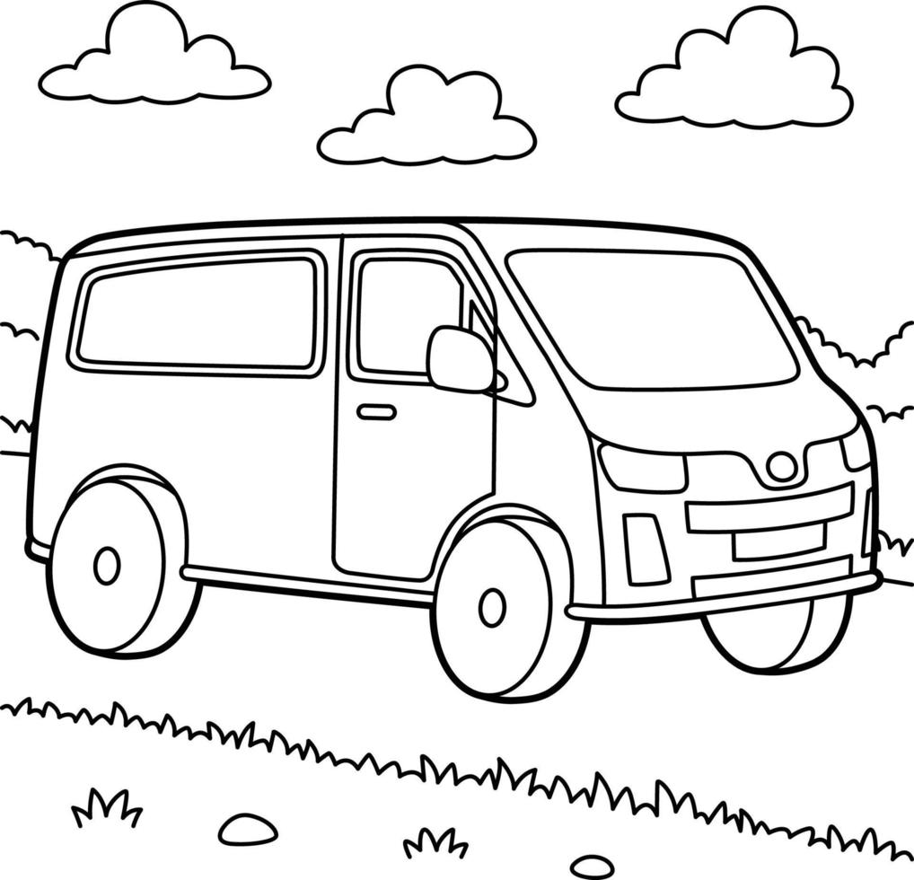 Van Vehicle Coloring Page for Kids vector