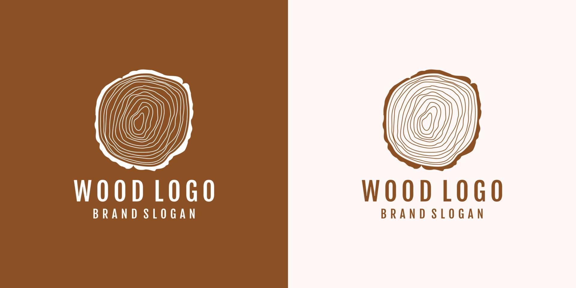 Wood logo design with creative element concept Premium Vector