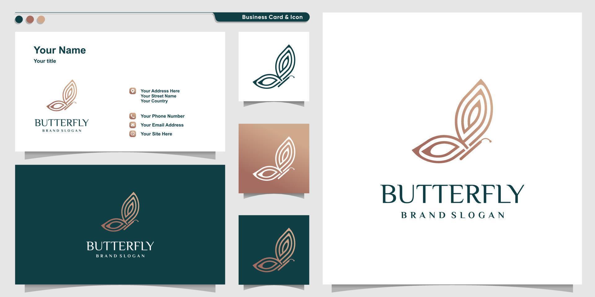 Beauty butterfly logo design with creative element Premium Vector
