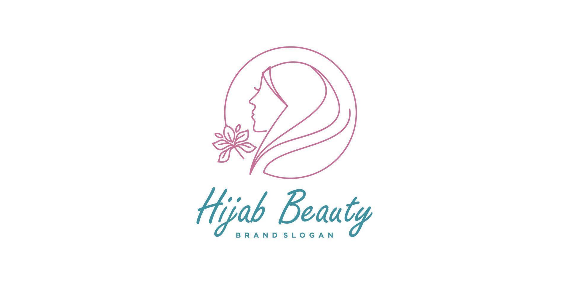 Hijab vector with unique beauty concept logo design Premium Vector