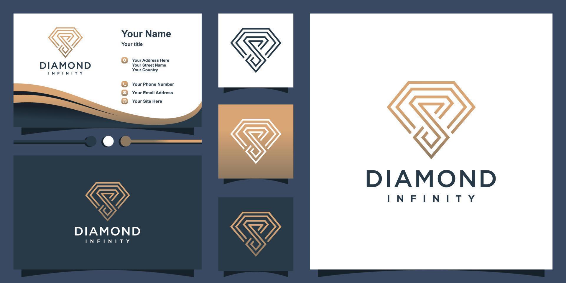 Diamond logo design vector with creative infinity concept Premium Vector