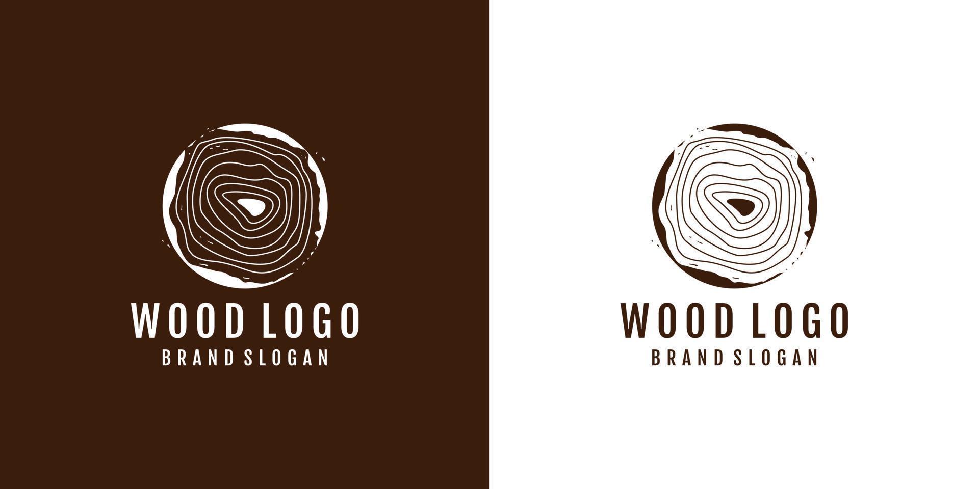 Wood logo design with creative element concept Premium Vector