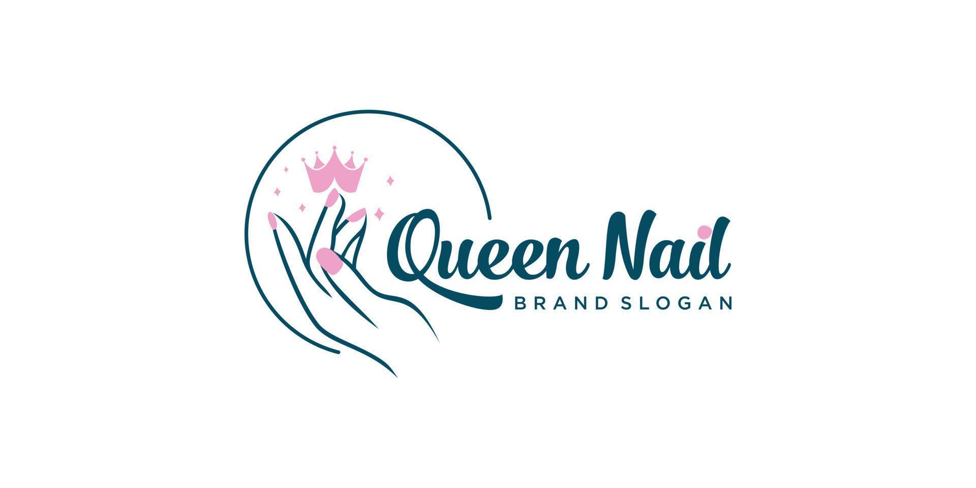 Queen nail vector icon logo design with modern unique style Premium Vector