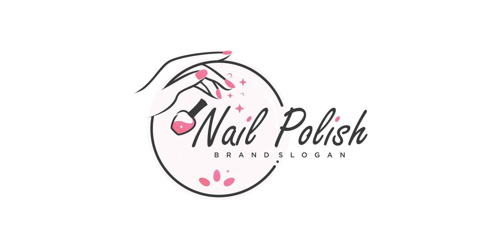 Nail polish logo design with creative unique style Premium Vector