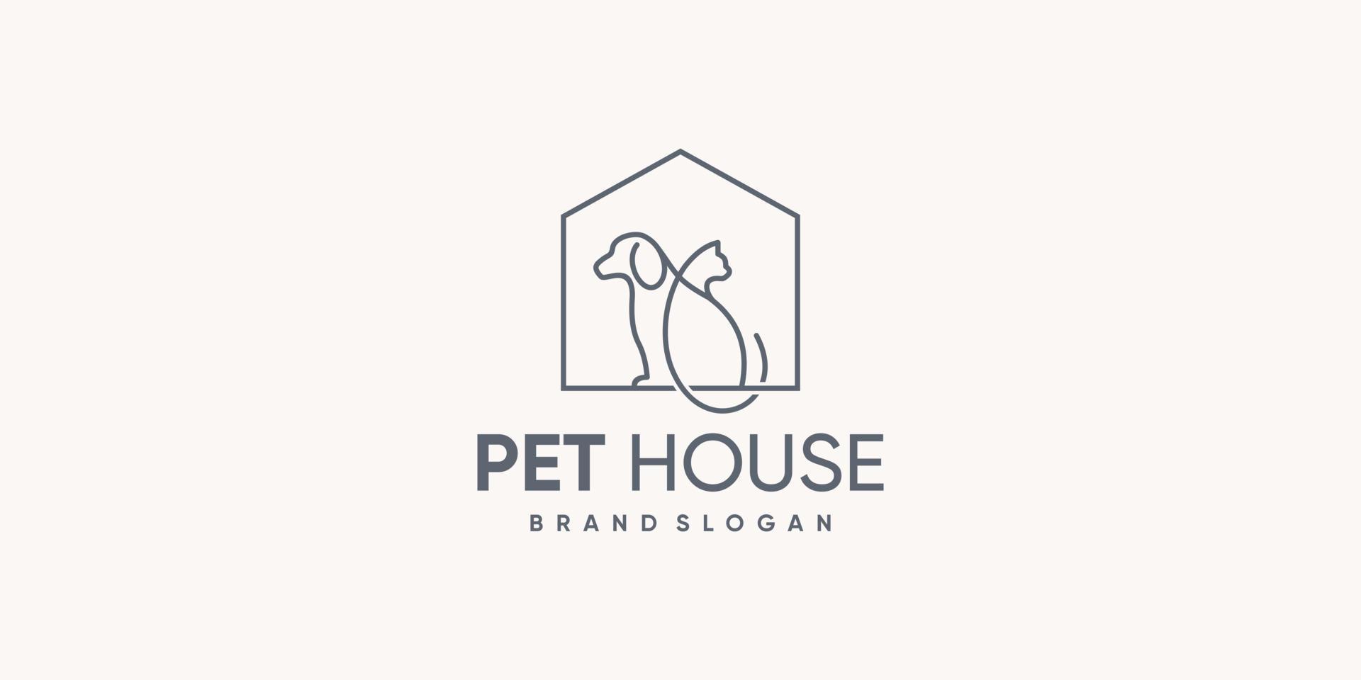 Pet house logo design vector with creative and simple concept