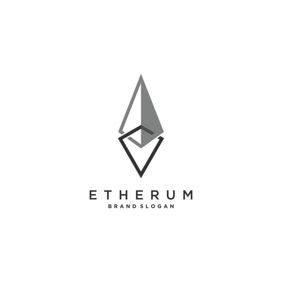 diseño de logotipo criptográfico para ethereum con vector premium creativo de estilo simple