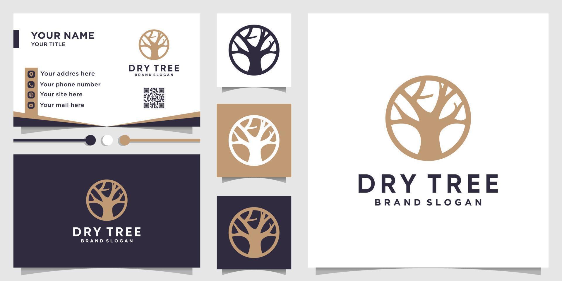 Dry tree logo with creative modern concept for business Premium Vector