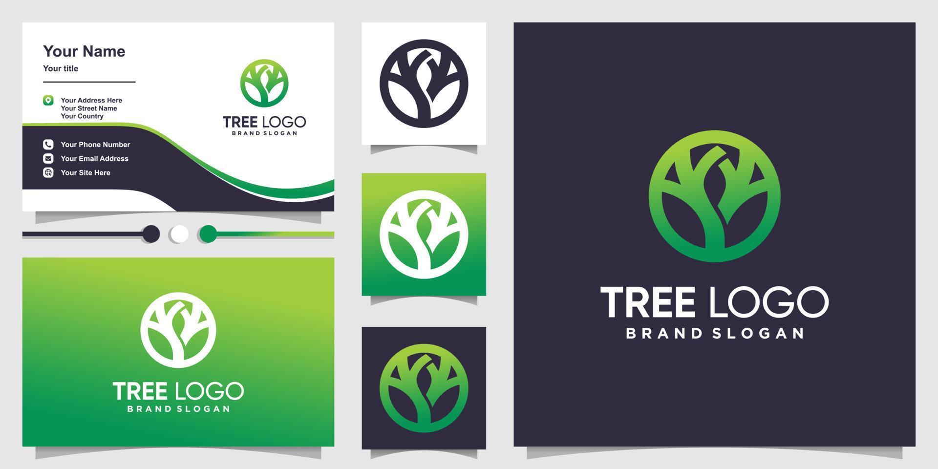 Tree logo design with creative abstract concept Premium Vector