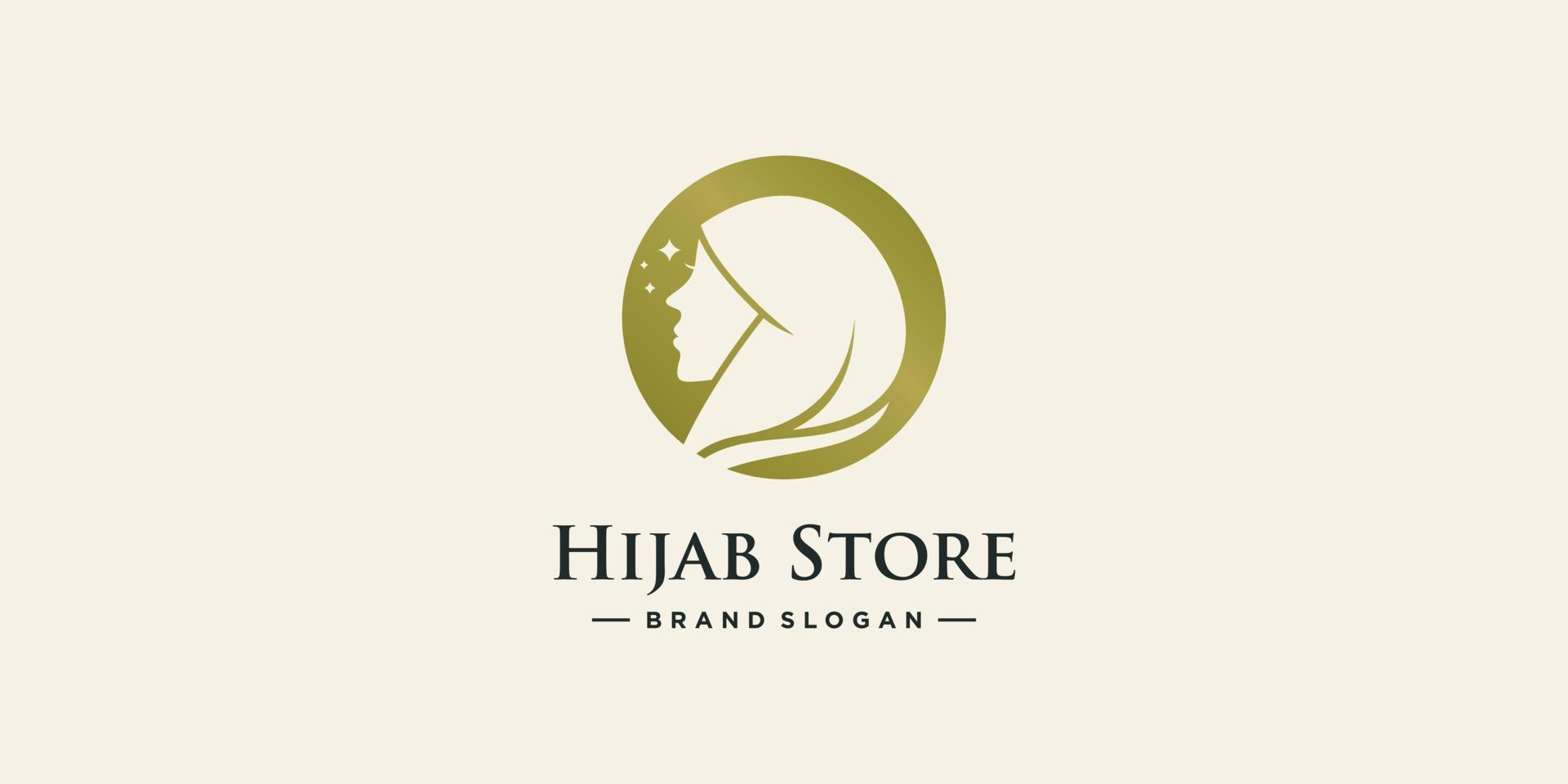 Hijab vector with unique beauty concept logo design Premium Vector