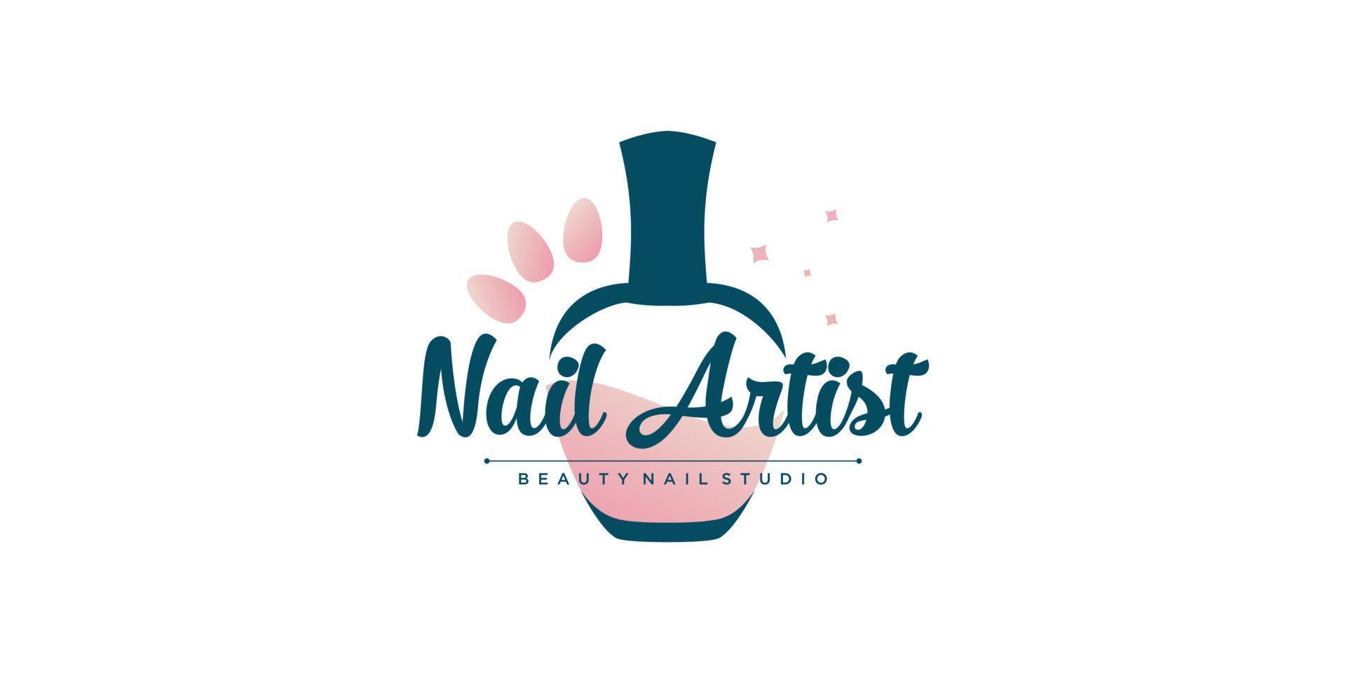 Nail vector icon logo design with modern unique style Premium Vector