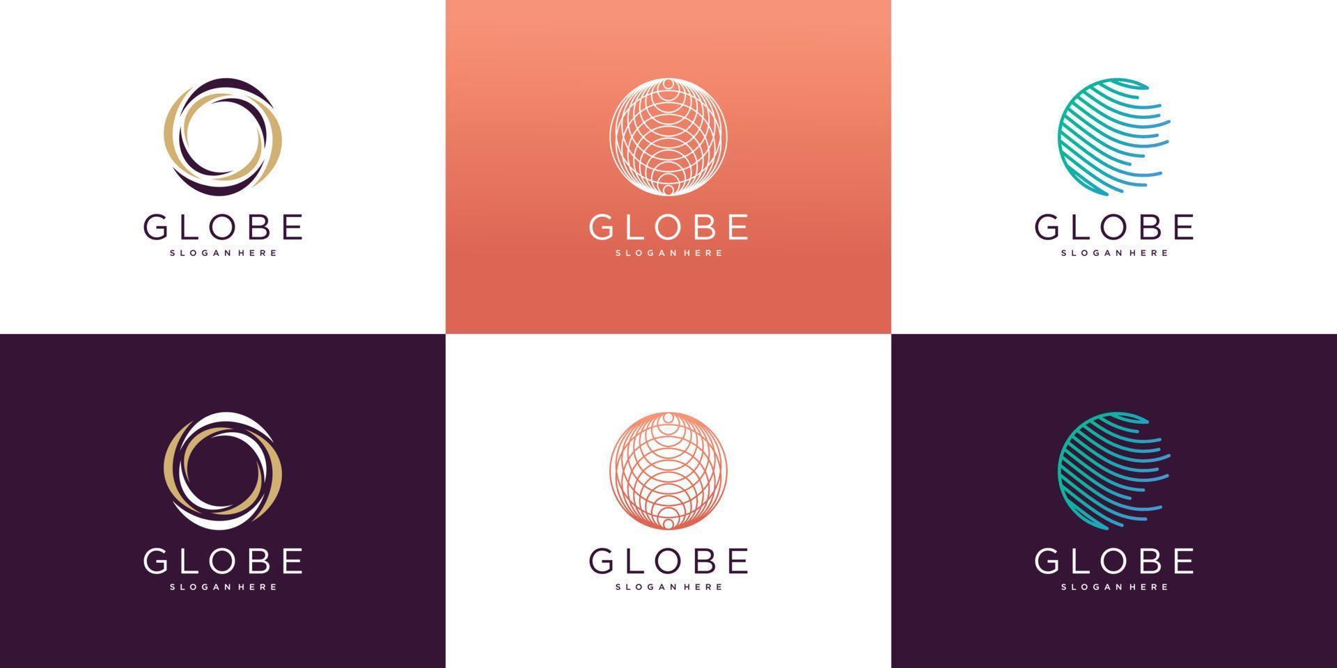 Global logo design with creative unique concept Premium Vector