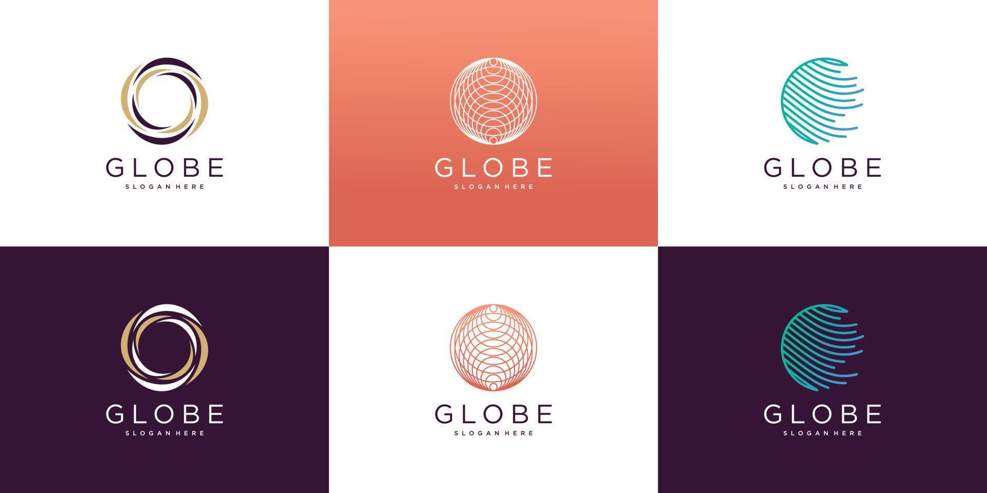 Global logo design with creative unique concept Premium Vector