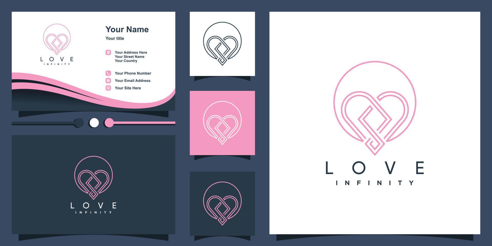 vector de diseño de logotipo de amor infinito con vector premium de concepto creativo