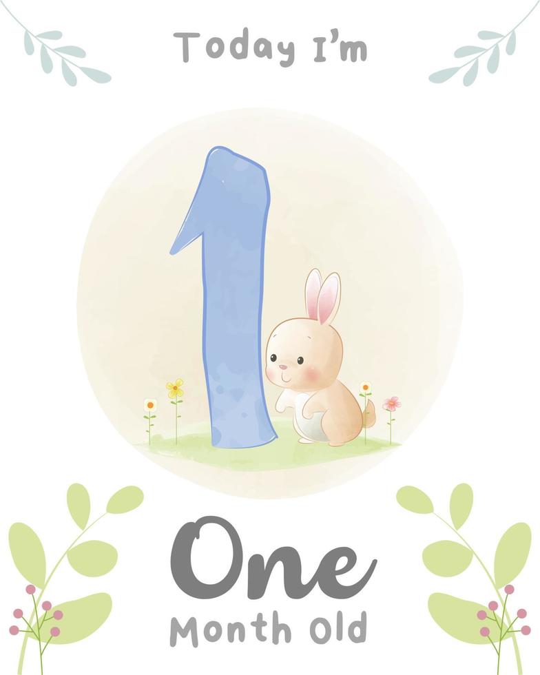 Baby Milestone Cards Cute Animals cute baby bunny vector