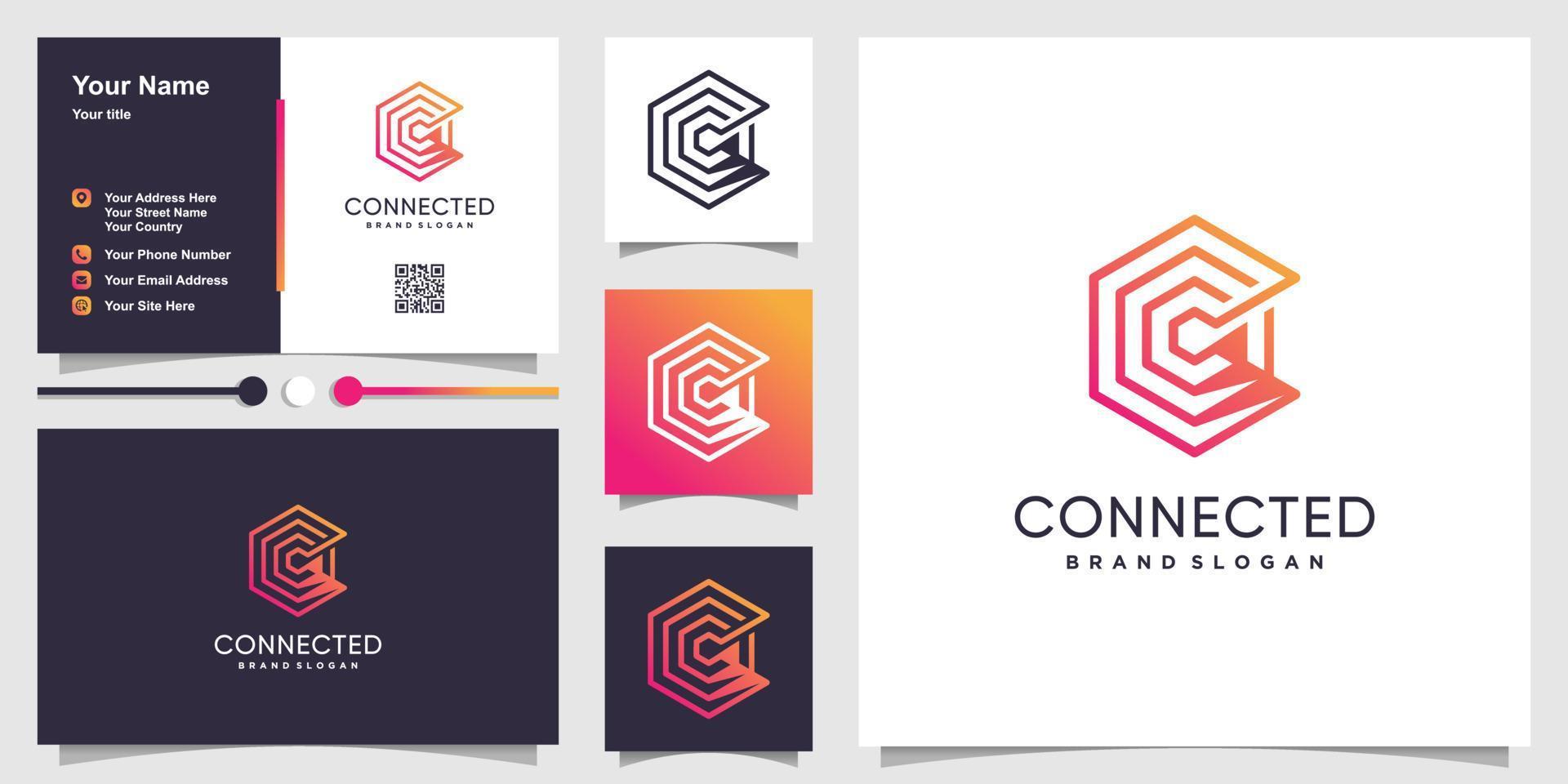 Connect logo design with creative abstract concept Premium Vector