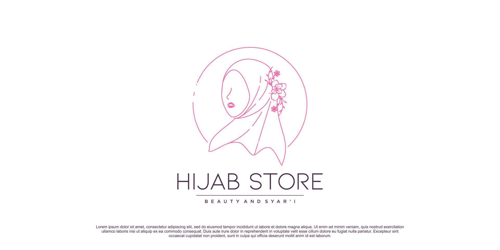 Beauty hijab logo design with creative unique concept Premium Vector