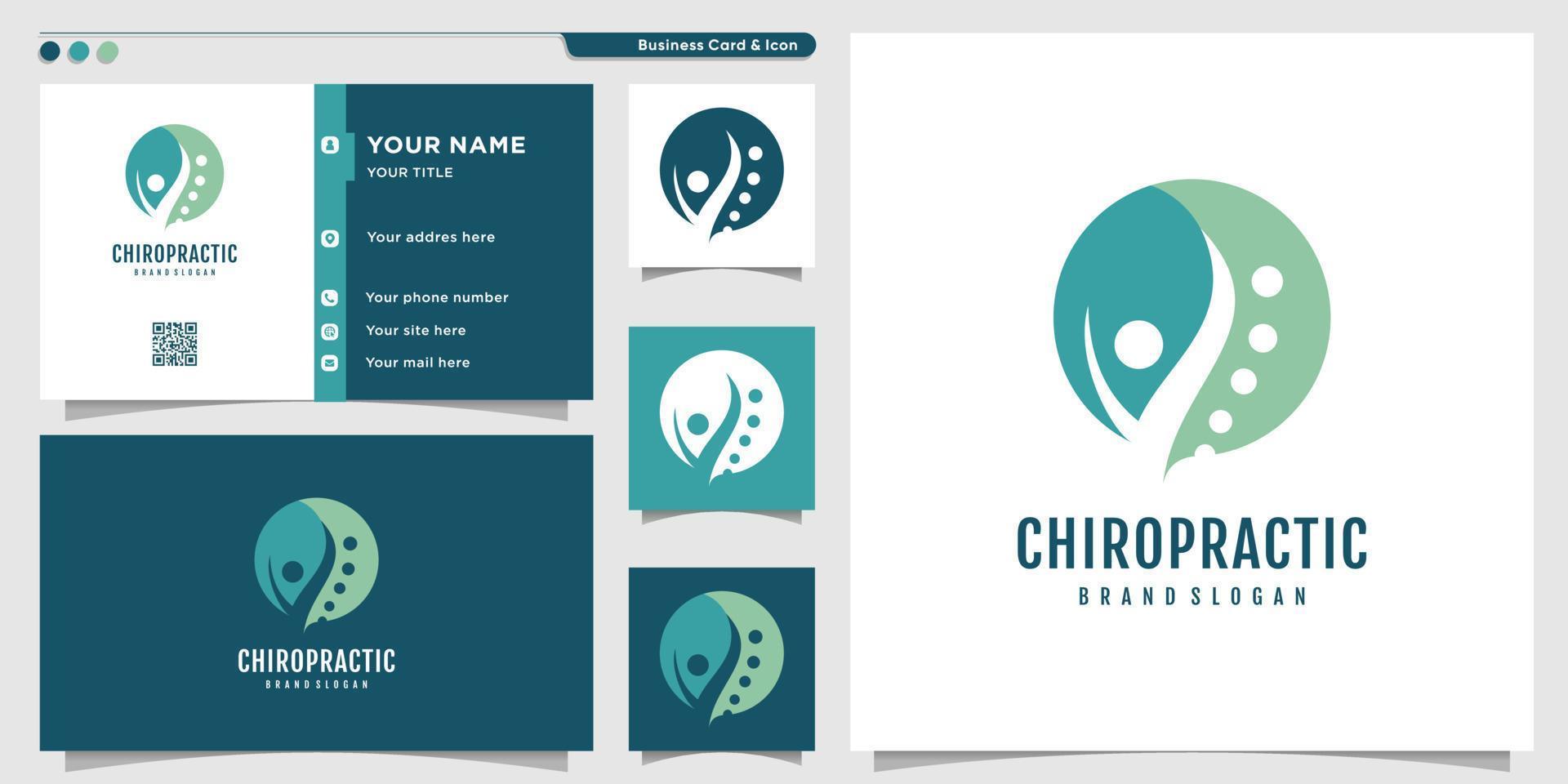 Chiropractic icon vector logo design with creative unique fresh concept Premium Vector