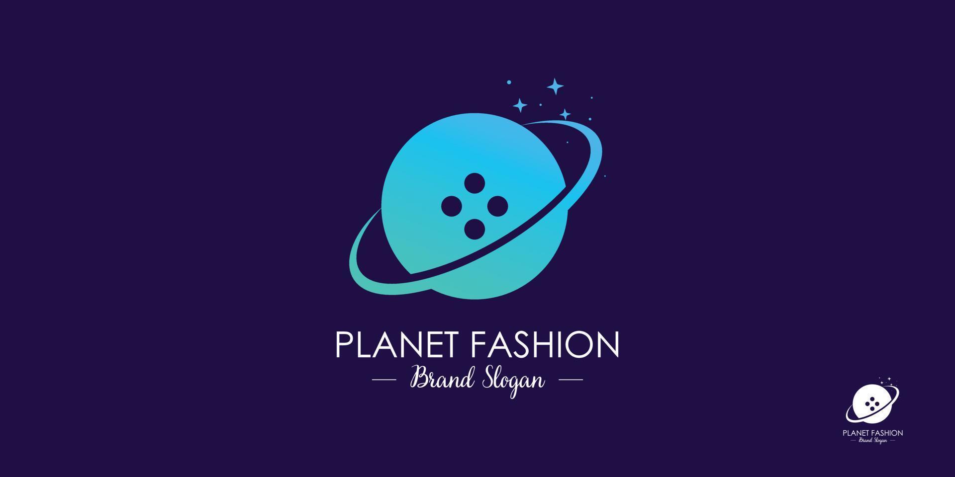 diseño de logotipo de vector de icono de moda planeta con vector premium de concepto fresco único creativo