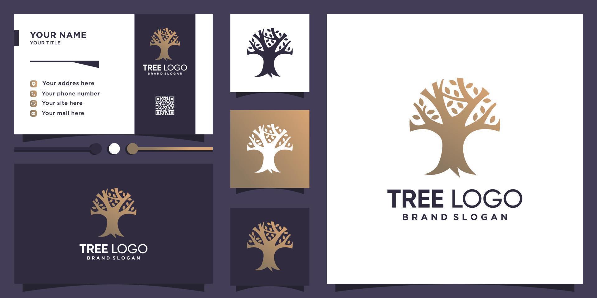 Tree logo design with creative abstract concept Premium Vector