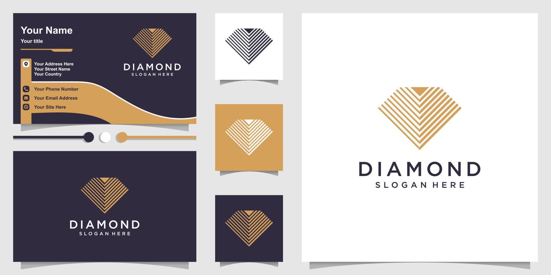 diseño de logotipo de diamante con vector premium de concepto de línea creativa
