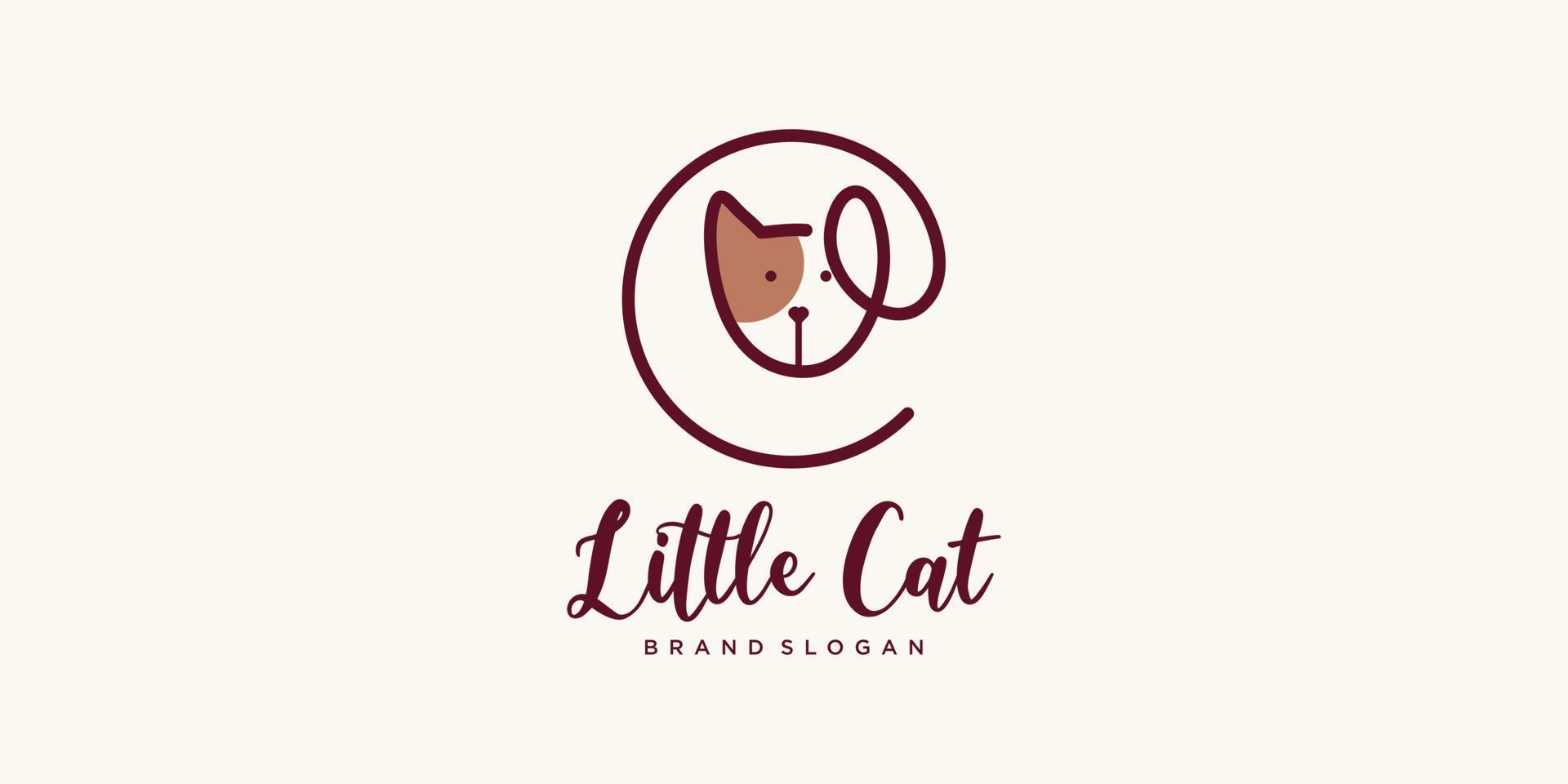 Cat logo design with creative line style Premium Vector