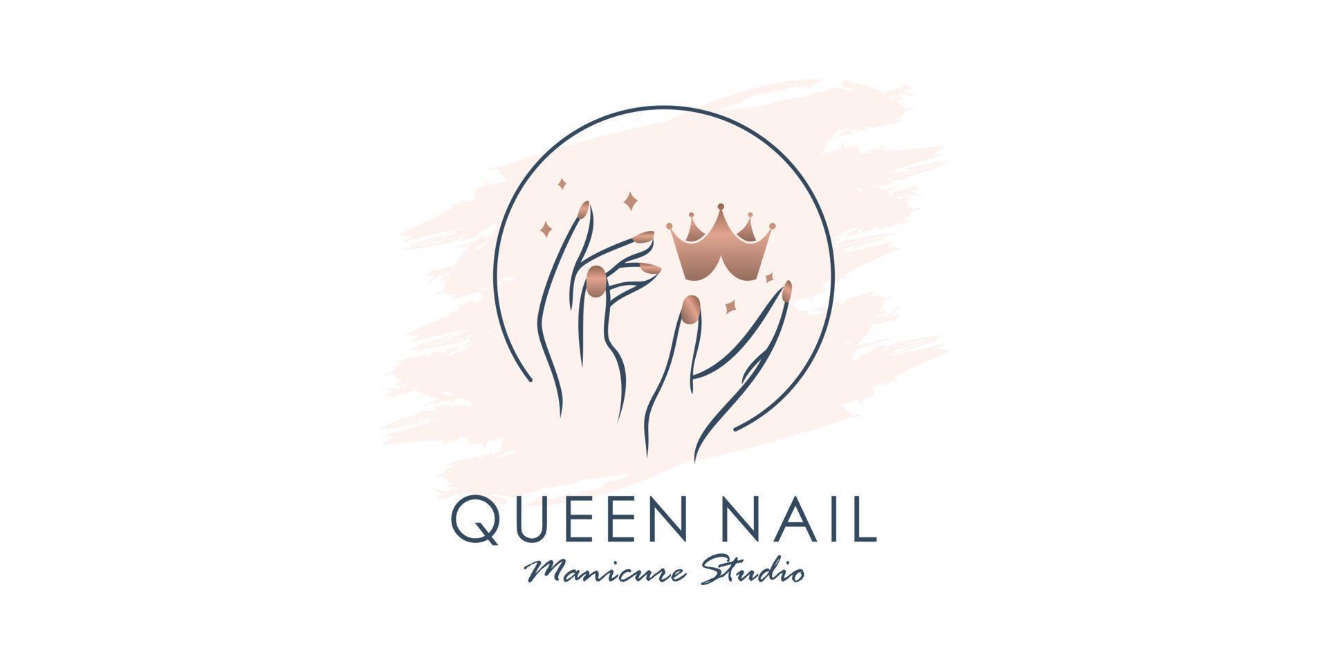 Queen nail vector icon logo design with modern unique style Premium Vector