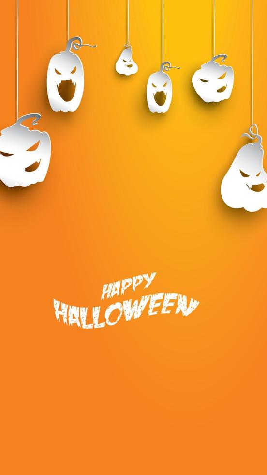 Halloween background with pumpkin in paper art carving style. banner, poster, Flyer or invitation template party. Vector illustration.