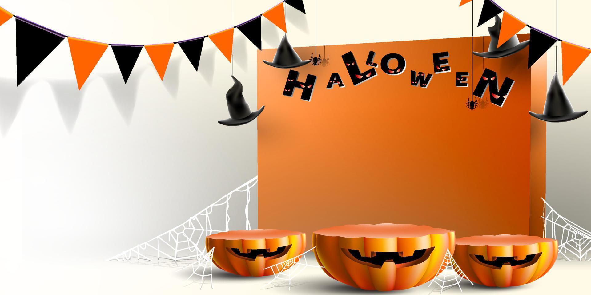 Stage Showcase geometric shape with halloween concept. Podium platform for product promo or discount vector
