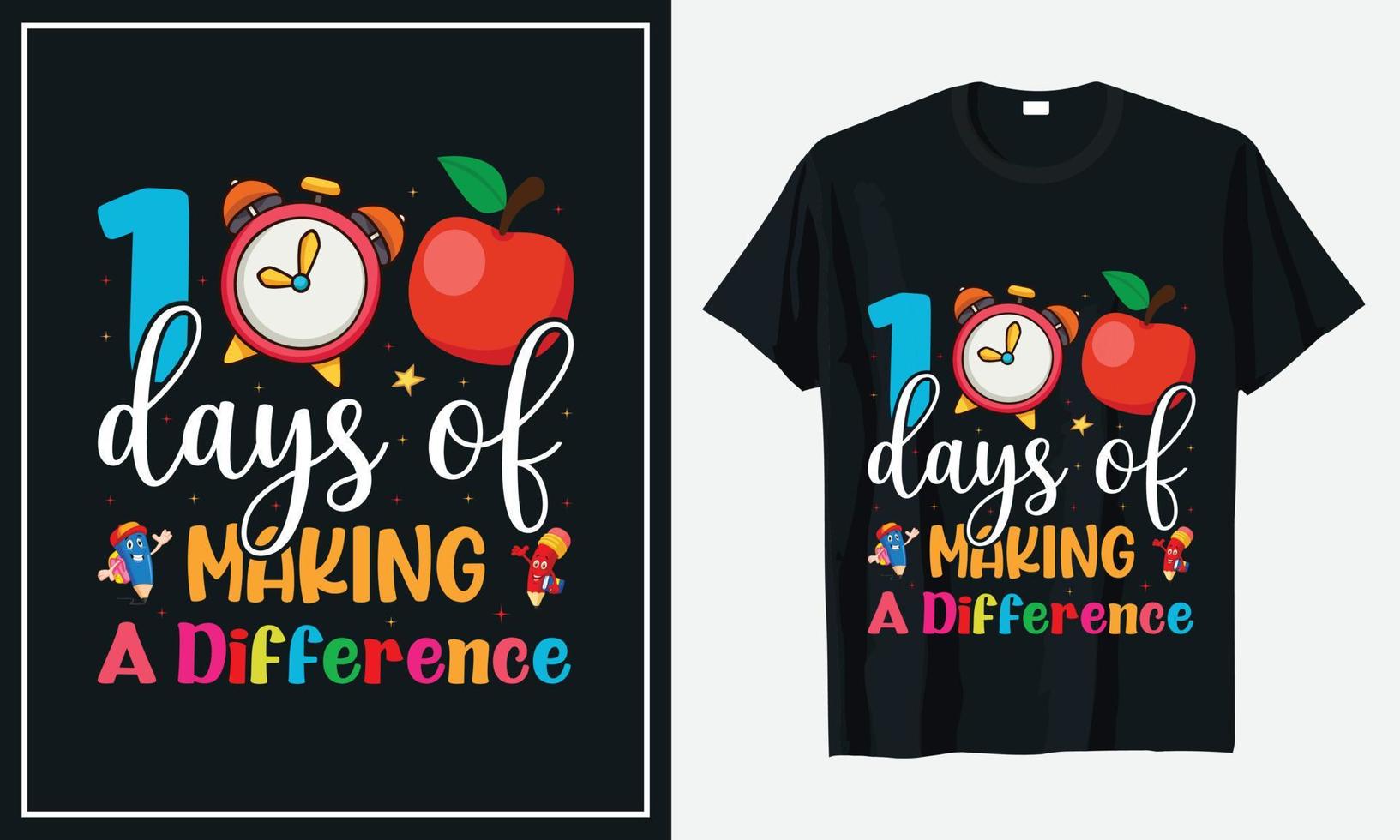 100 días de escuela vector de diseño de camiseta