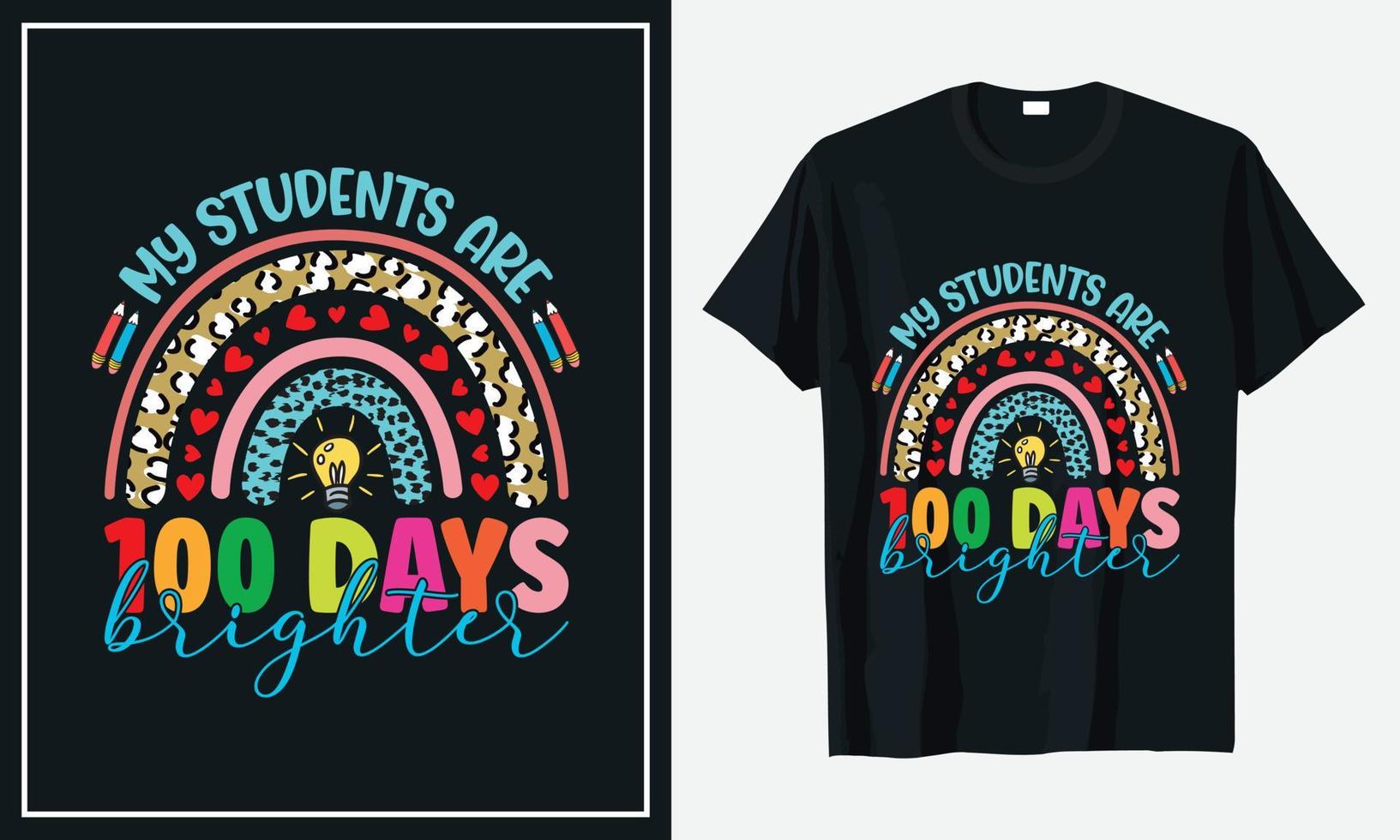 100 días de escuela vector de diseño de camiseta