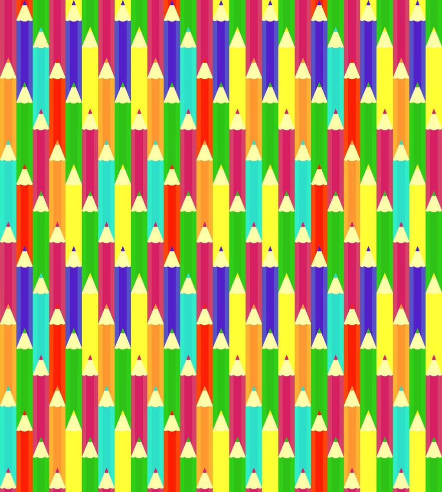 Seamless geometric pattern with colorful pencils in a flat style. Vector illustration