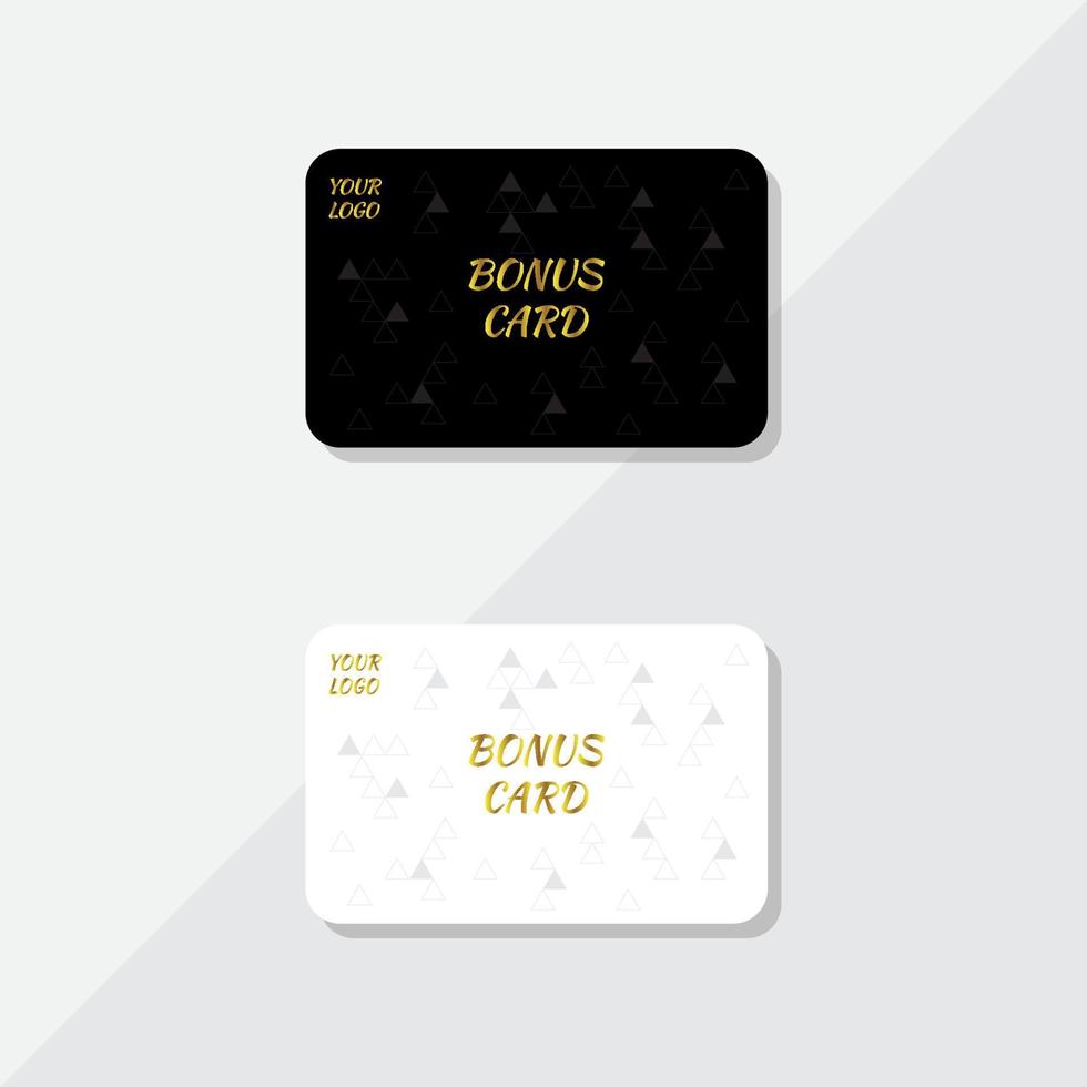 Bonus card with triangles in the background. Formal dark and light