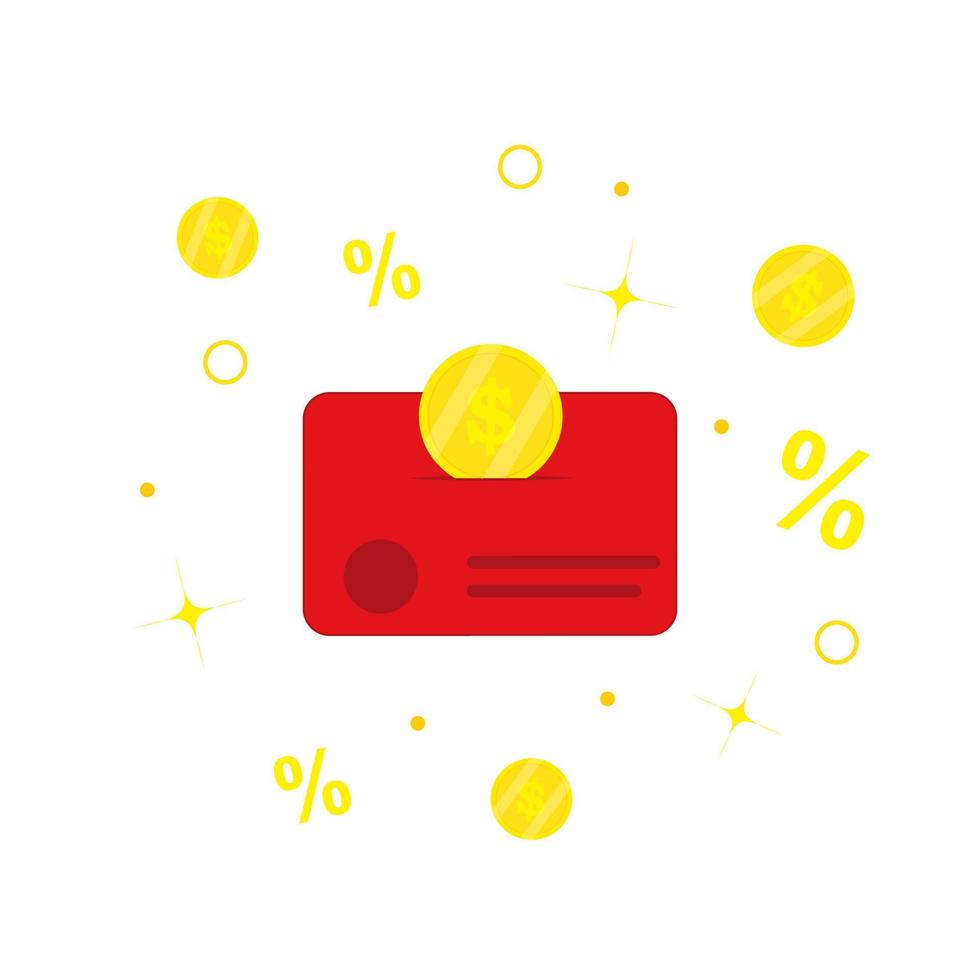 Loyalty program bonus card. Earn money or points. Purchase percent return customer service business sign. Coins cashback income isolated vector illustration