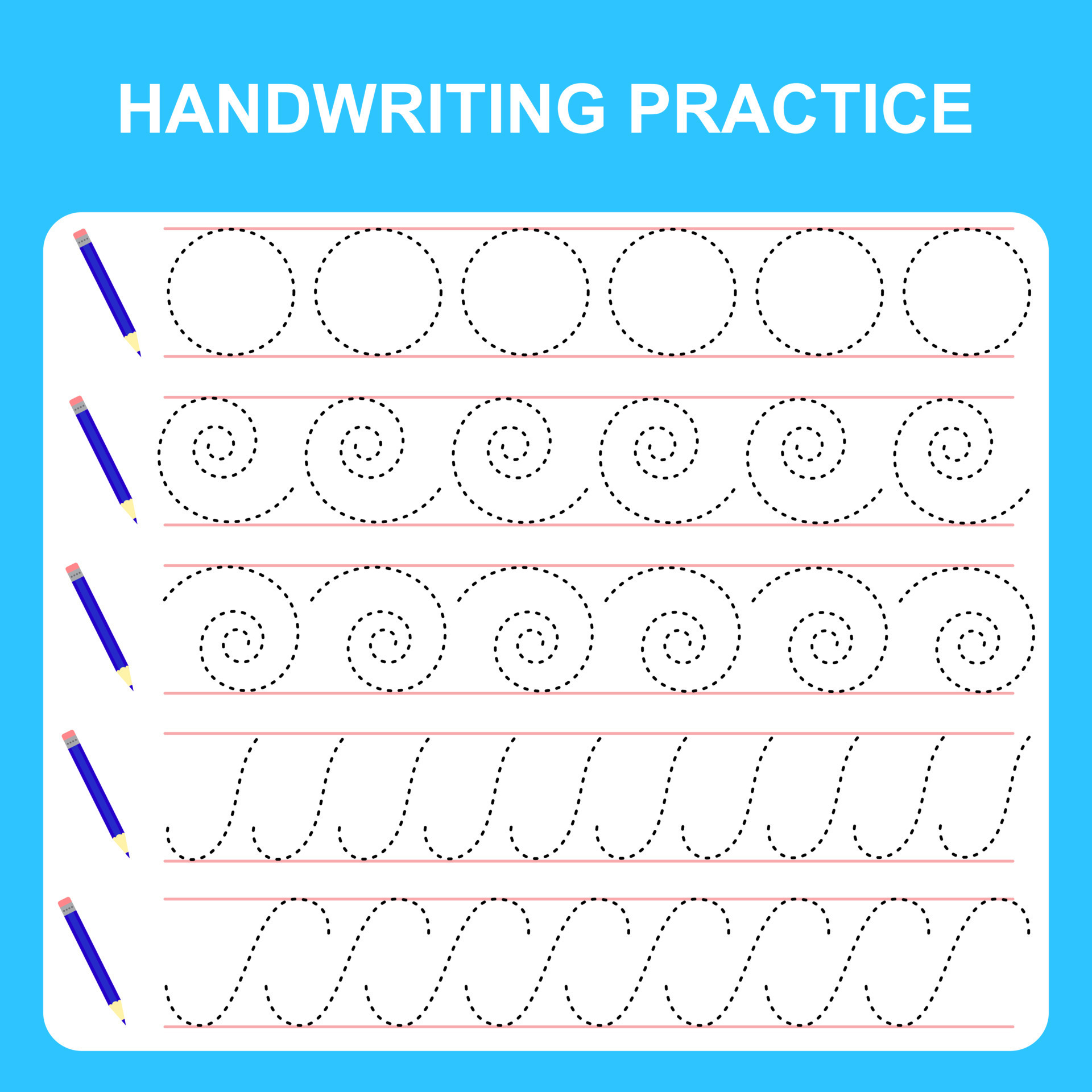 Handwriting practice sheet. Educational children game, printable worksheet  for kids. Preschool activity, worksheet for printing, learning to write.  Practicing fine motor skills. Trace the lines.Vector 10005421 Vector Art at  Vecteezy