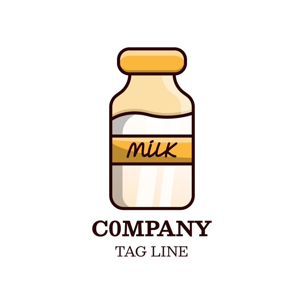 leche de botella, vector de plantilla de diseño de logotipo e icono, emblema, concepto de diseño