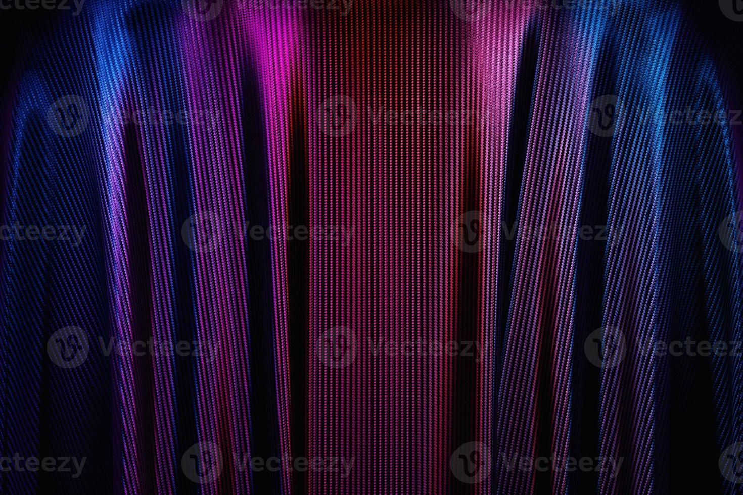 3D illustration of the purple carbon fabric design element. Close up of the cloth material flying photo