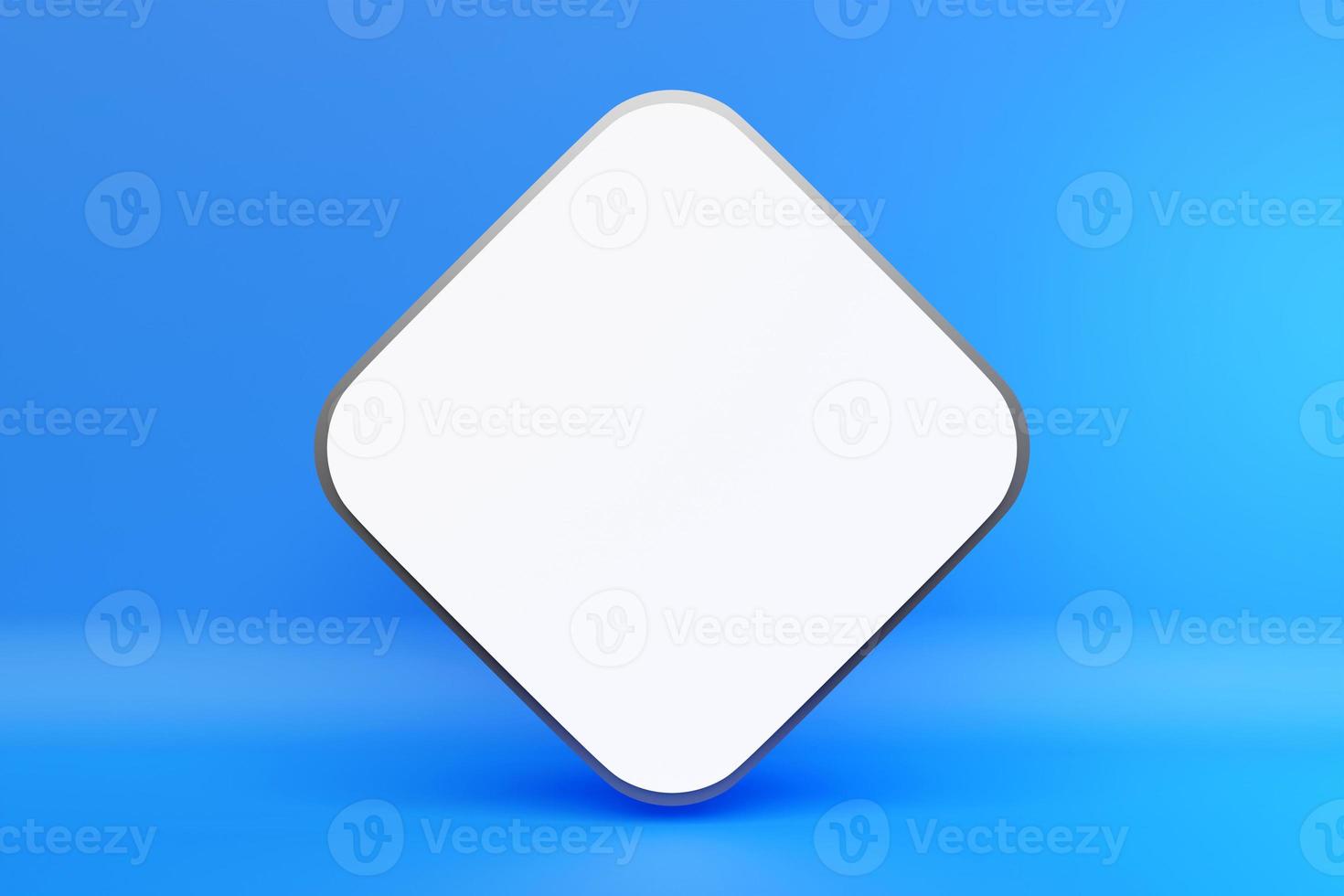 3D illustration white rhombus for text on a blue background. Cover illustration photo