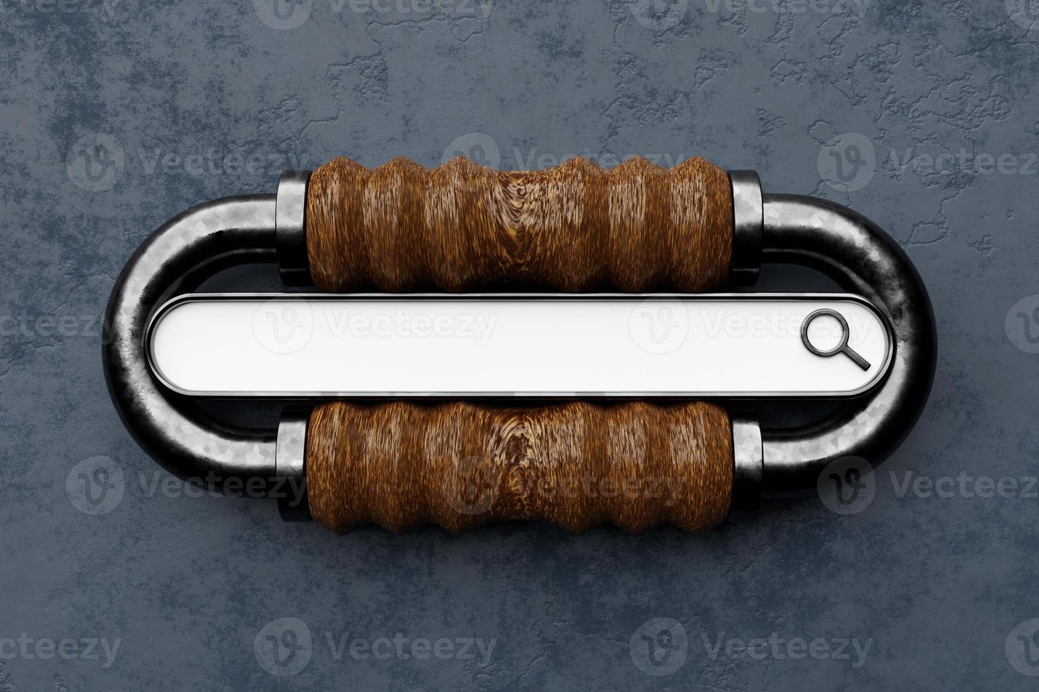 3d illustration of an internet search page a metal chain link . Search bar  icons photo
