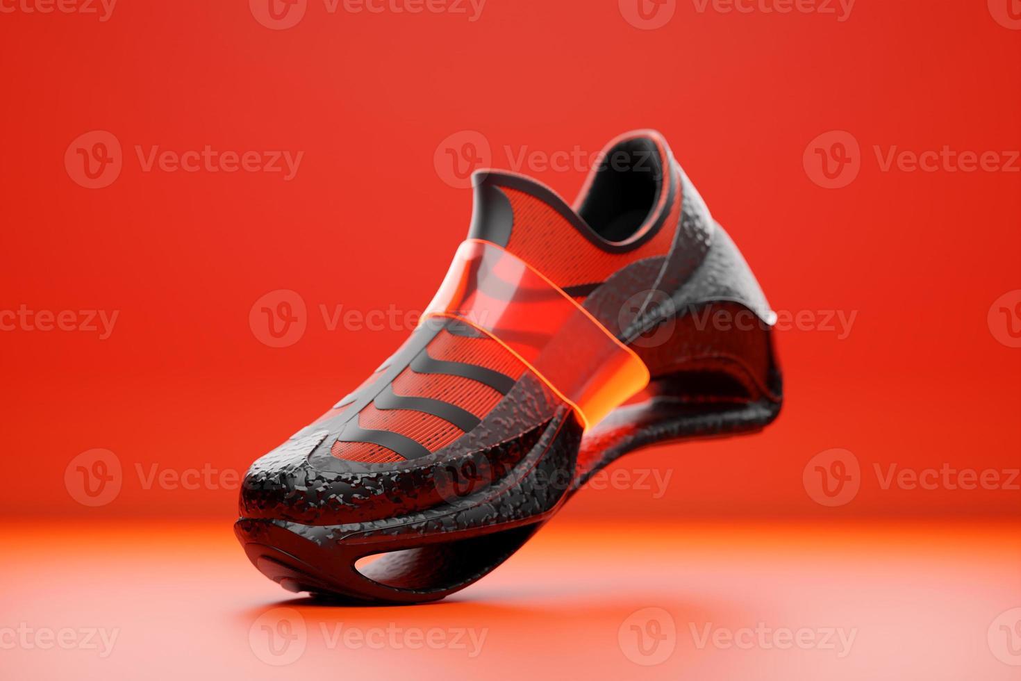 Bright colorful  sneaker premium 3d Render  on a  red  background photo