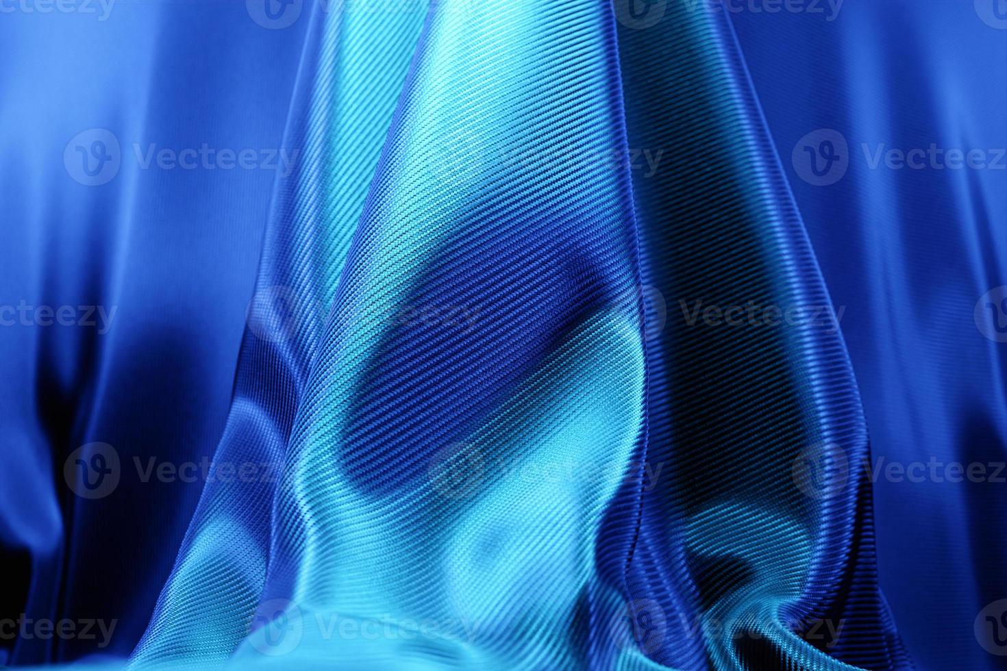 3D illustration blue satin fabric design element, fabric wave, elegant textile photo
