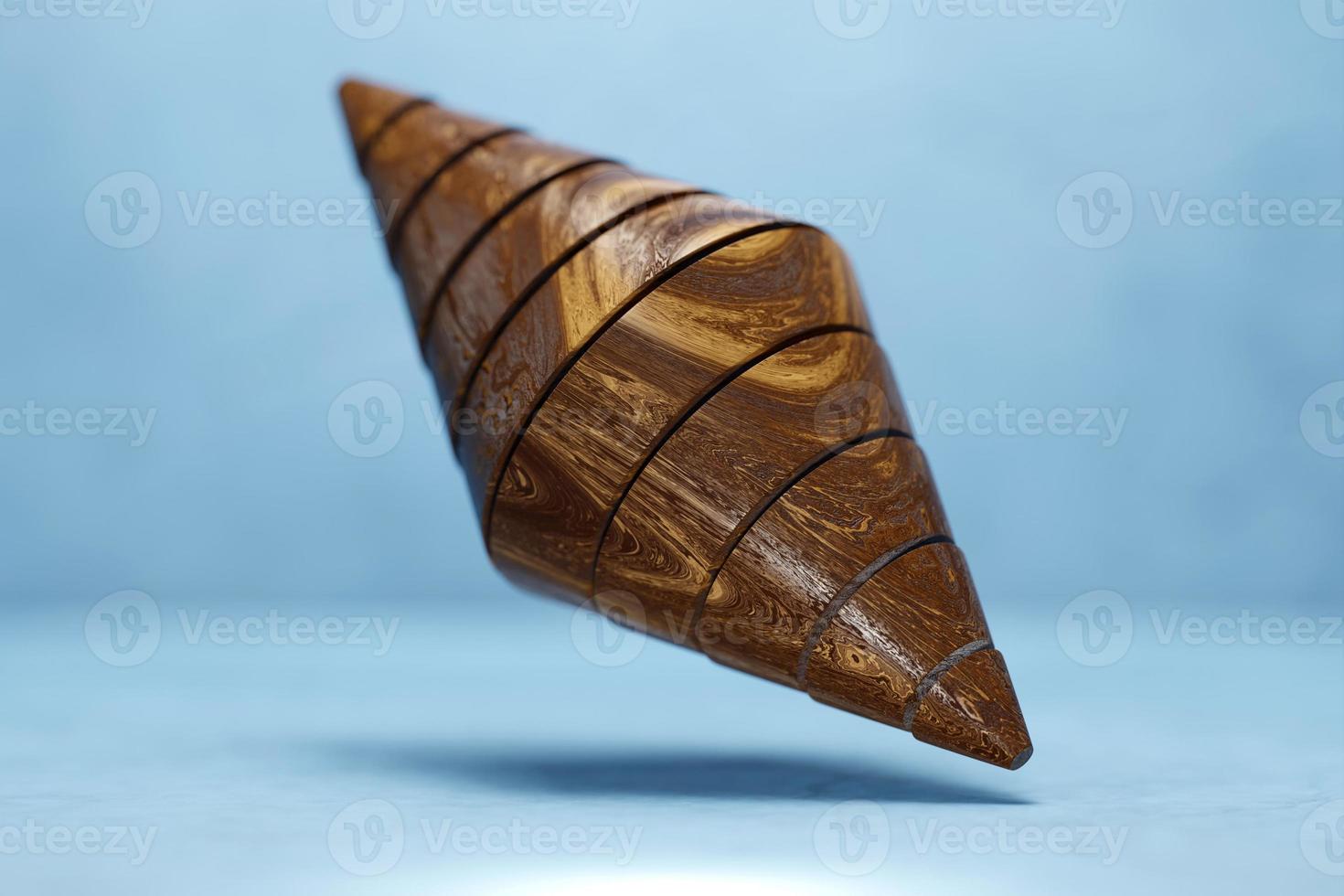 3d illustration of a wooden octahedron on the   blue  background . 3d rendering. Minimalism geometry background photo