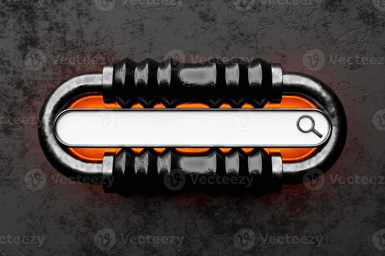 3d illustration of an internet search page a metal chain link . Search bar  icons photo