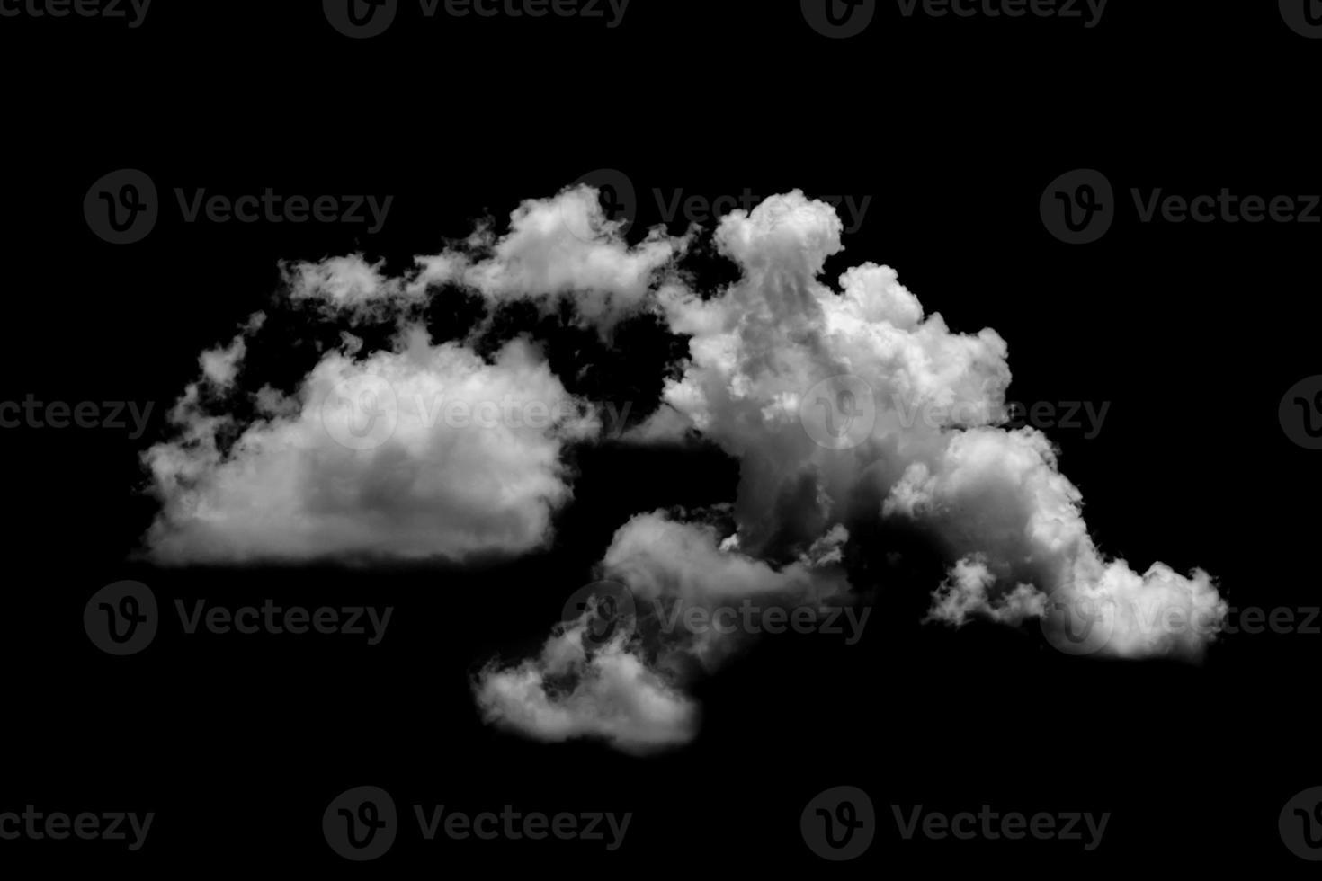 Separate white clouds on a black background have real clouds. White cloud isolated on a black background realistic cloud. white fluffy cumulus cloud isolated cutout on black background photo
