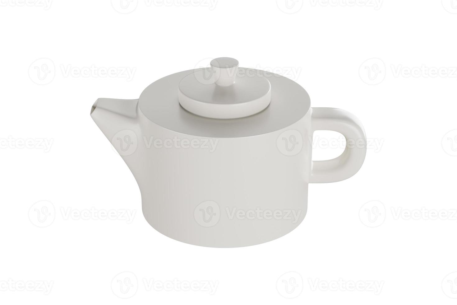 Tea pots ceramic isolated on white background. 3d rendering photo