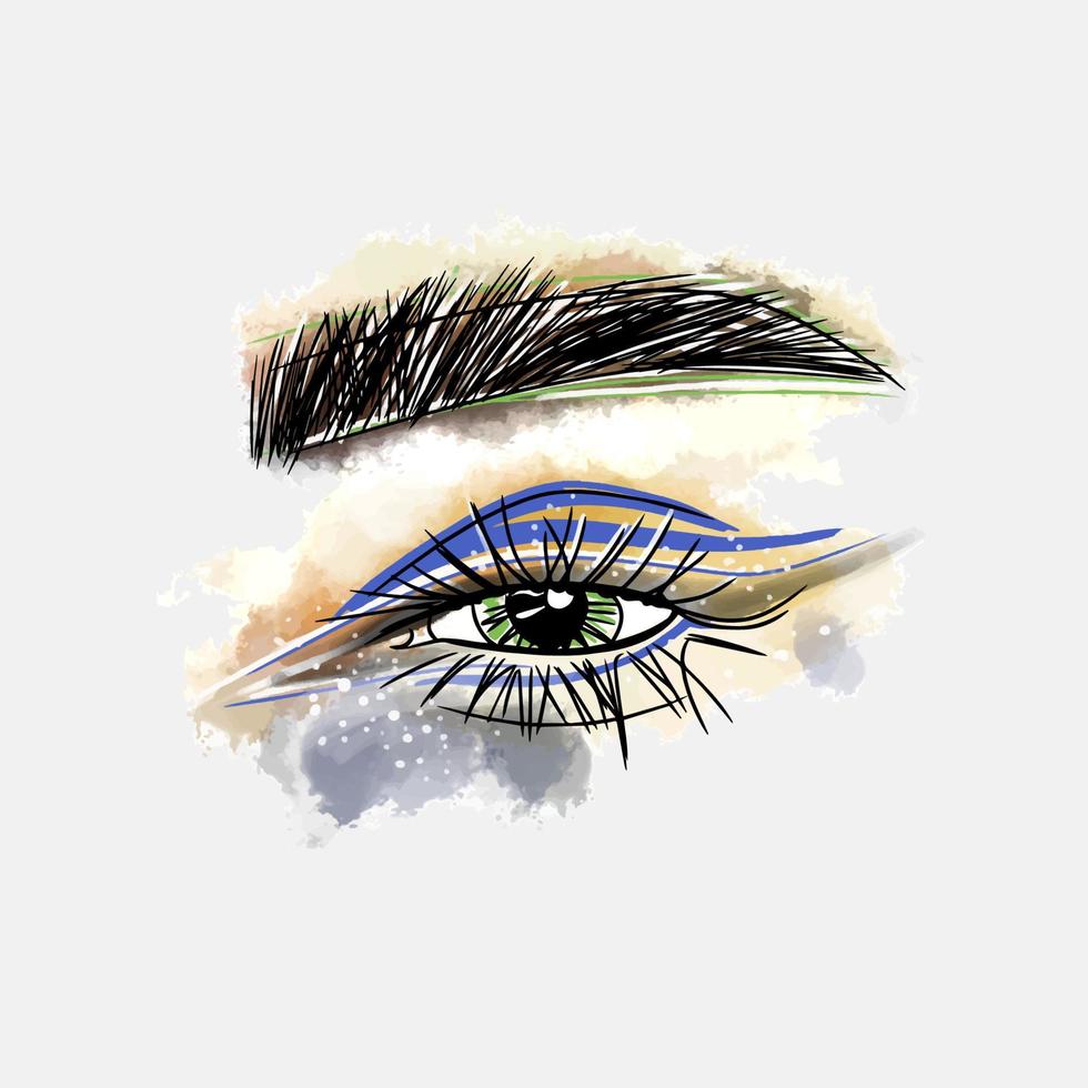 maquillaje de ojos, sombra de ojos, cejas hermosas, moda vector