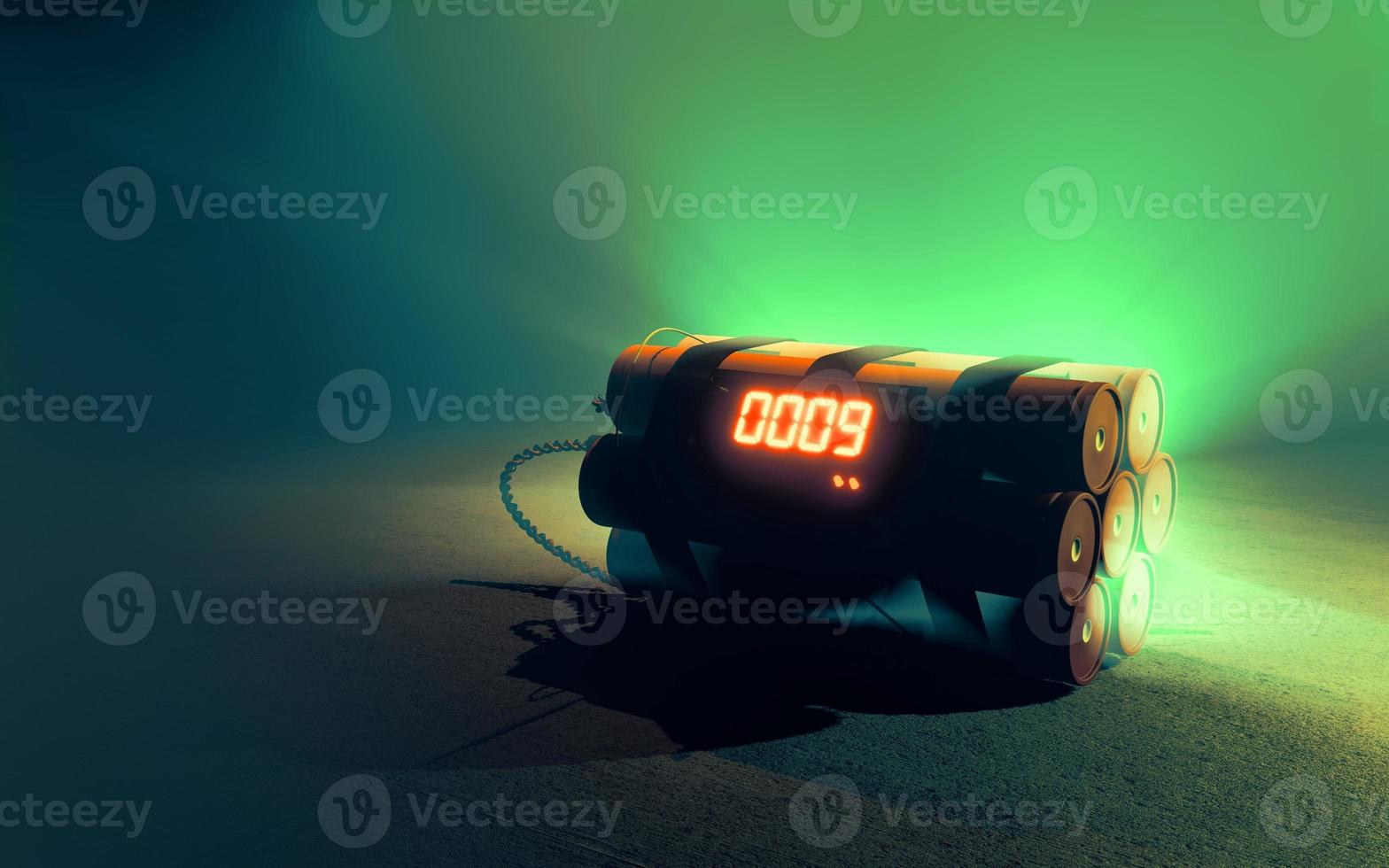 Image of a time bomb Timer counting down to detonation 3d render photo