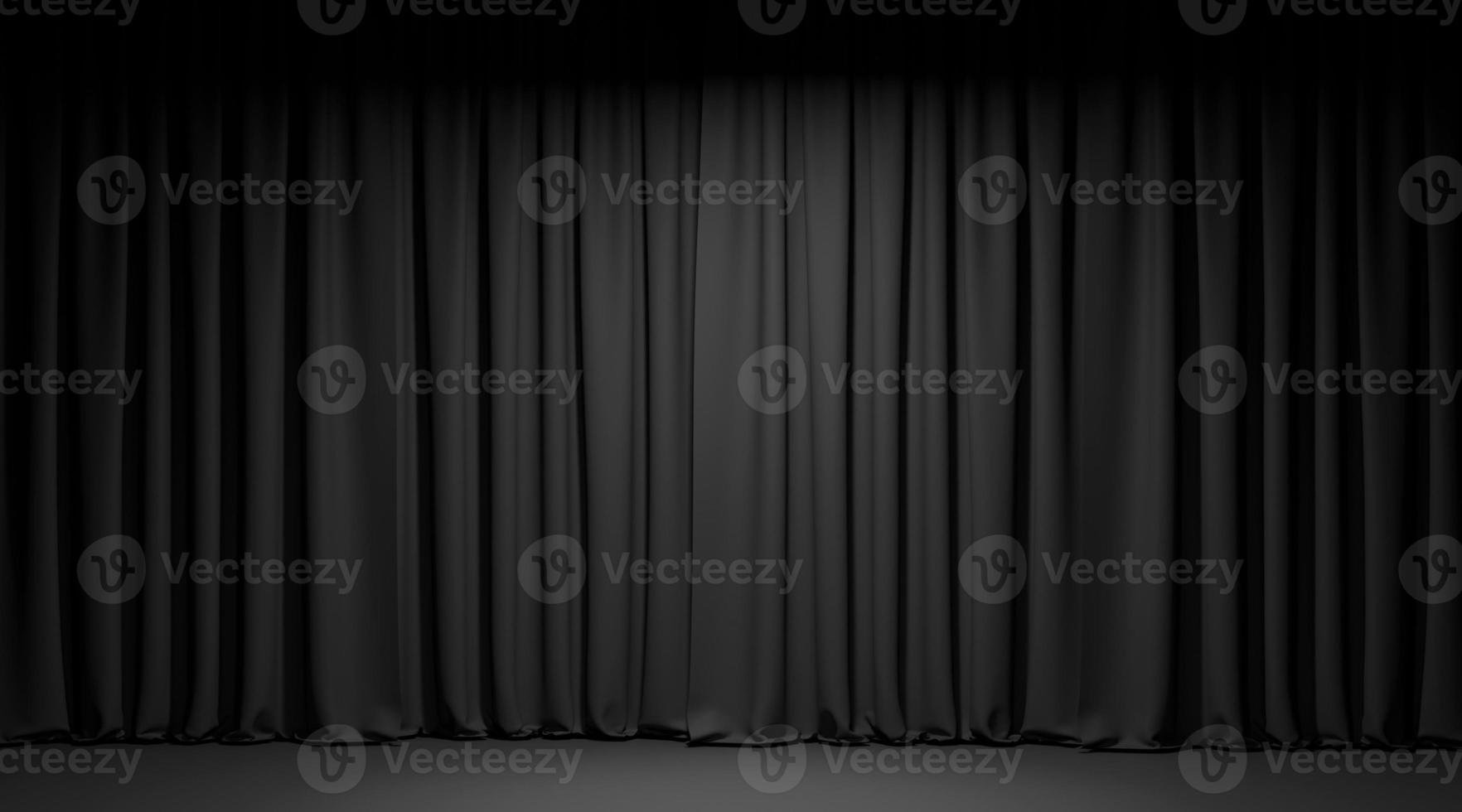 Empty theater stage with black velvet curtains. 3d illustration photo