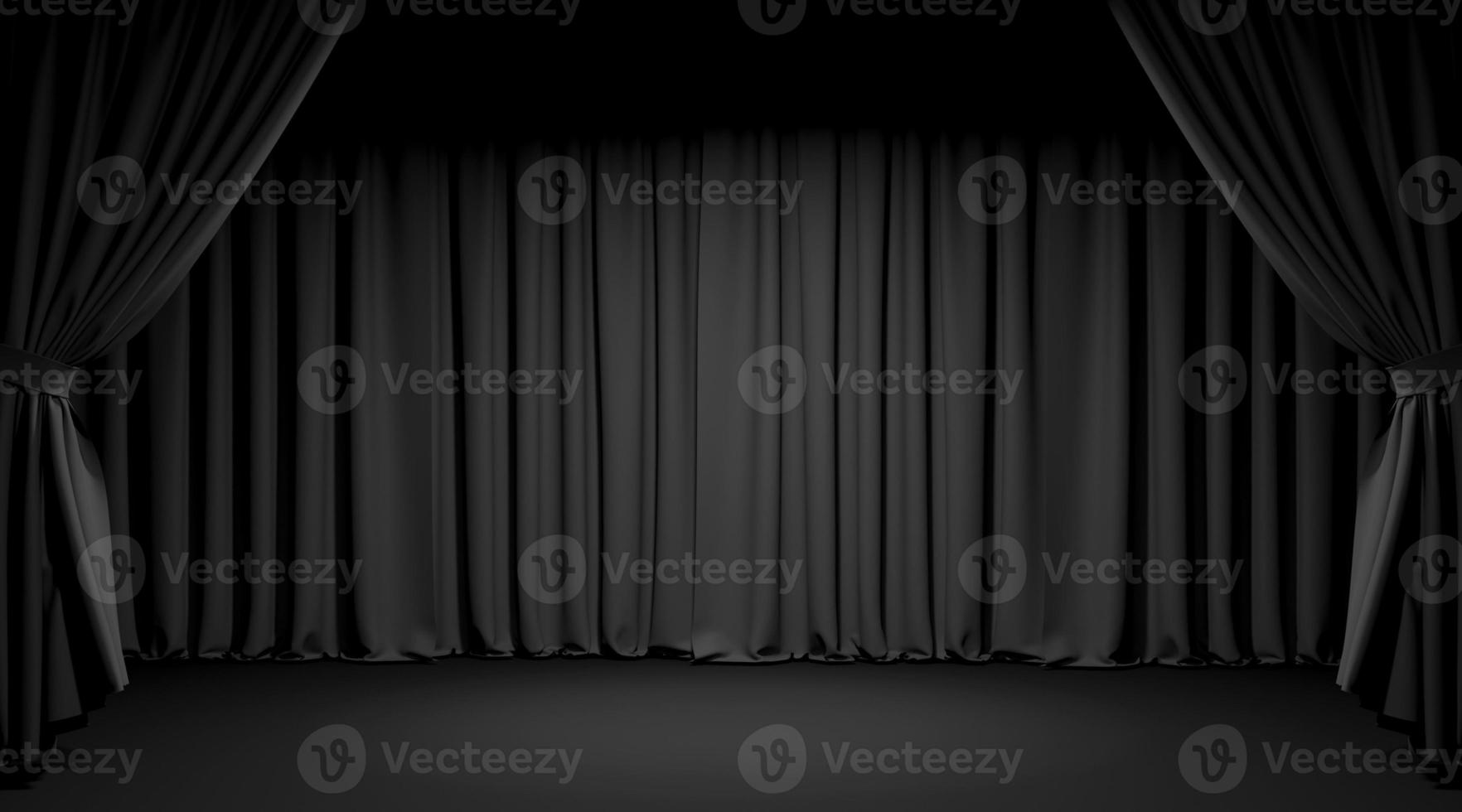 Empty theater stage with black velvet curtains. 3d illustration photo