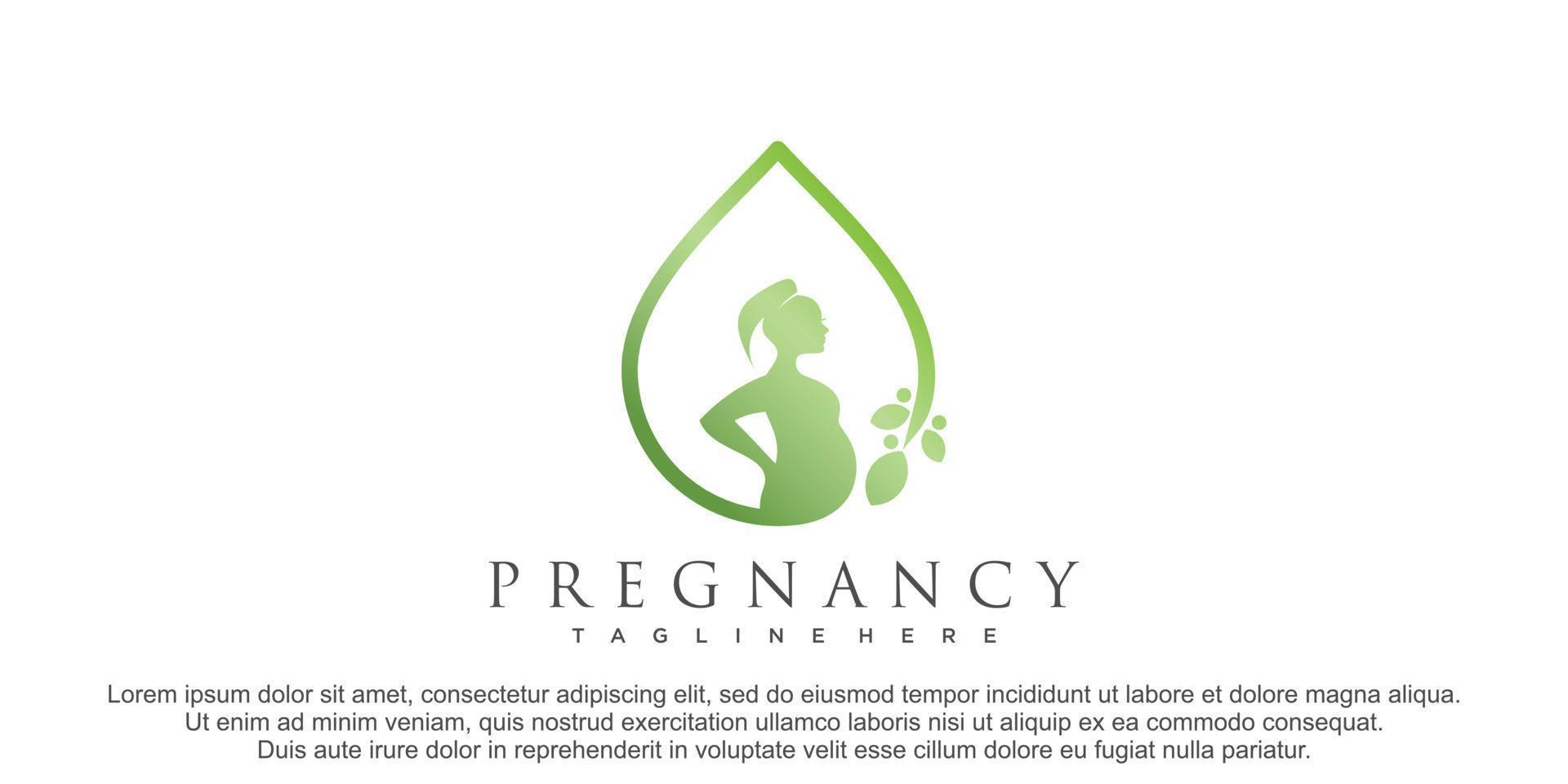Pregnant logo design combination with drop logo premium vector