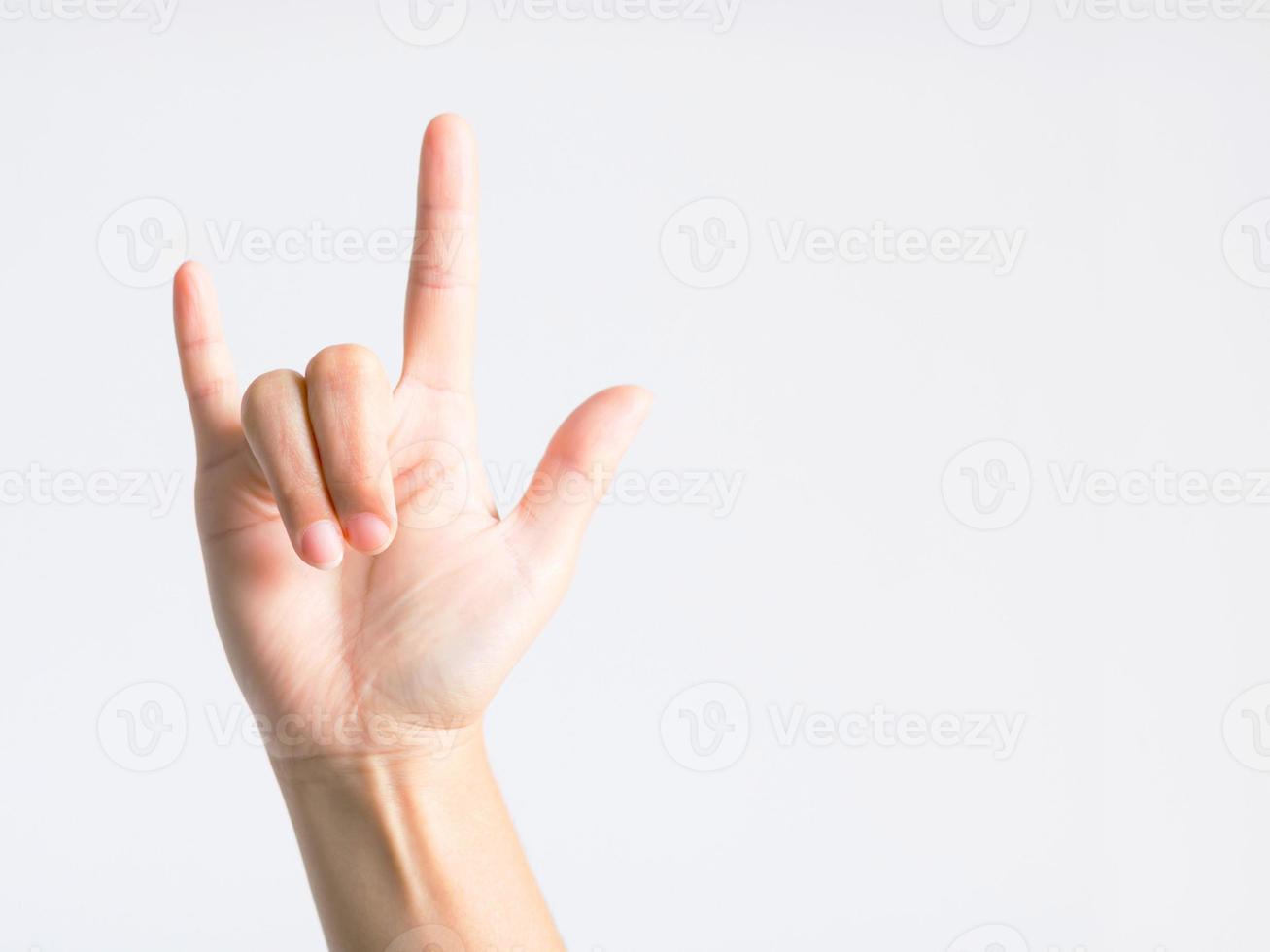 Hand signs represent english letter meaning I love you. photo